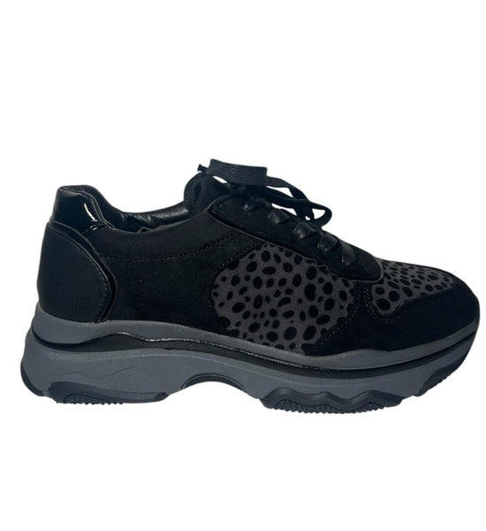 Chaussures Baskets Active Fashion motif Léopard noir Femme