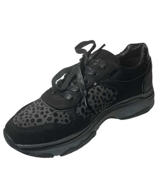 Chaussures Baskets Active Fashion motif Léopard noir Femme