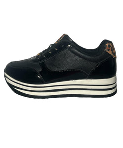 Chaussures Baskets Active Fashion Noir et Léopard Femme
