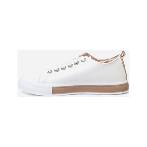 Chaussure Basket Femme La Modeuse Blanc et doré