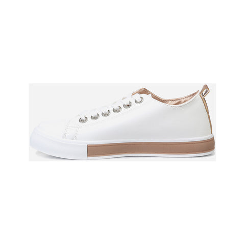 Chaussure Basket Femme La Modeuse Blanc et doré