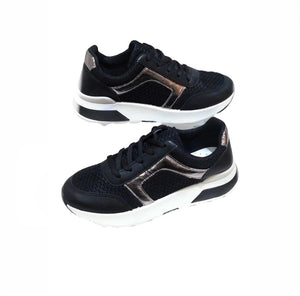 Chaussures Baskets Active Fashion Noir et Argenté Femme