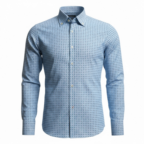 Chemise Tradicion bleu turquoise et rouge homme
