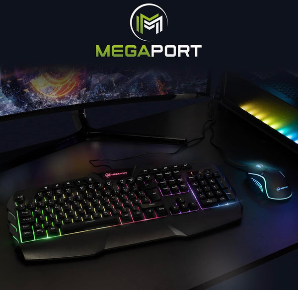 Clavier + souris gamer Megaport lumineux et antidérapant – DPI ajustable