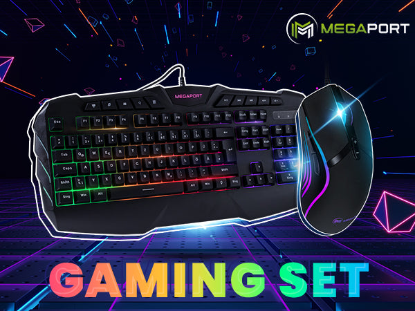 Clavier + souris gamer Megaport lumineux et antidérapant – DPI ajustable