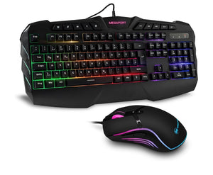 Clavier + souris gamer Megaport lumineux et antidérapant – DPI ajustable