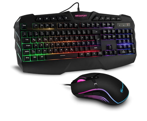 Clavier + souris gamer Megaport lumineux et antidérapant – DPI ajustable