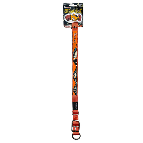 Collier pour chien Freedog Orange en nylon – Taille réglable 25 mm (45-56 cm)