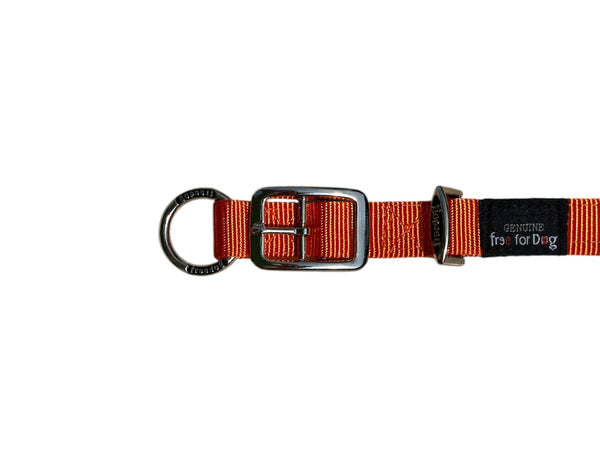 Collier pour chien Freedog Orange en nylon – Taille réglable 25 mm (45-56 cm)