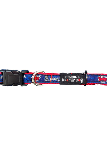 Collier pour chien Freedog en nylon ajustable – rouge et bleu – 15 mm (33-40 cm)