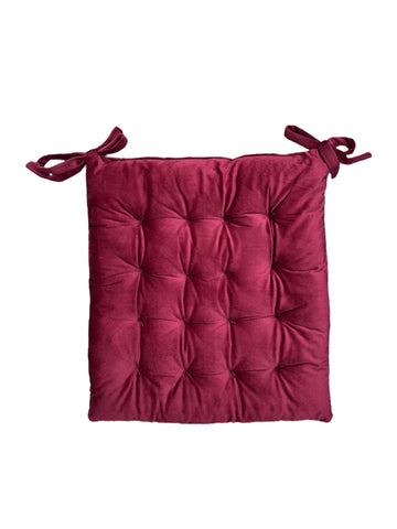 Coussin galette de chaise 40×40 cm – Effet velours Bordeaux