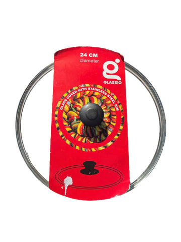 Couvercle en verre Glassio – Bord en acier inoxydable – 24 cm