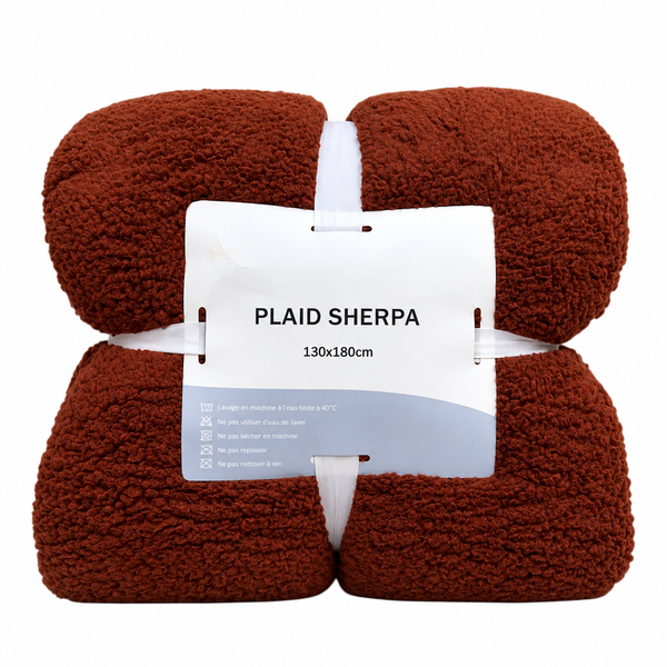 Plaid sherpa marron 130×180 cm