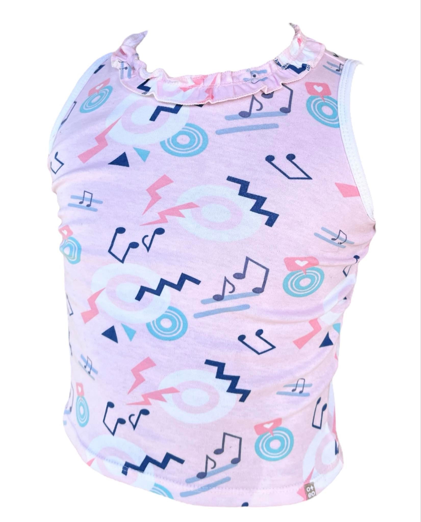 Débardeur Oe+Eo motif musical rose fille