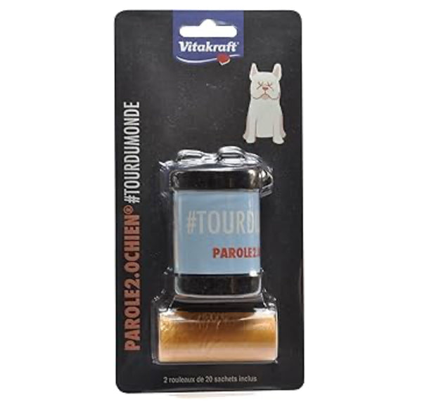 Distributeur de sachets à déjection canine Vitakraft Parole 2.0 + 2 rouleaux de 20 sachets ( 22x 32cm )