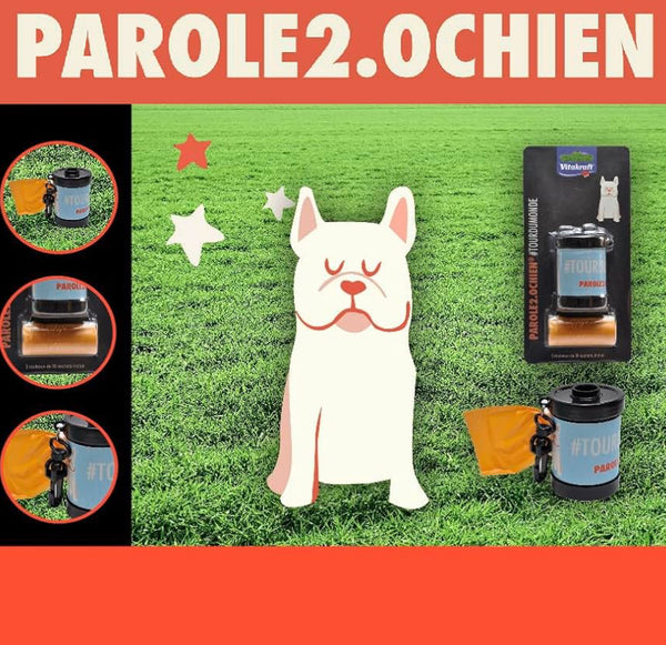 Distributeur de sachets à déjection canine Vitakraft Parole 2.0 + 2 rouleaux de 20 sachets ( 22x 32cm )