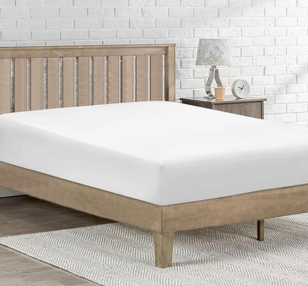 Drap-housse blanc 140×190 cm +25 cm – 57 fils – 100 % coton