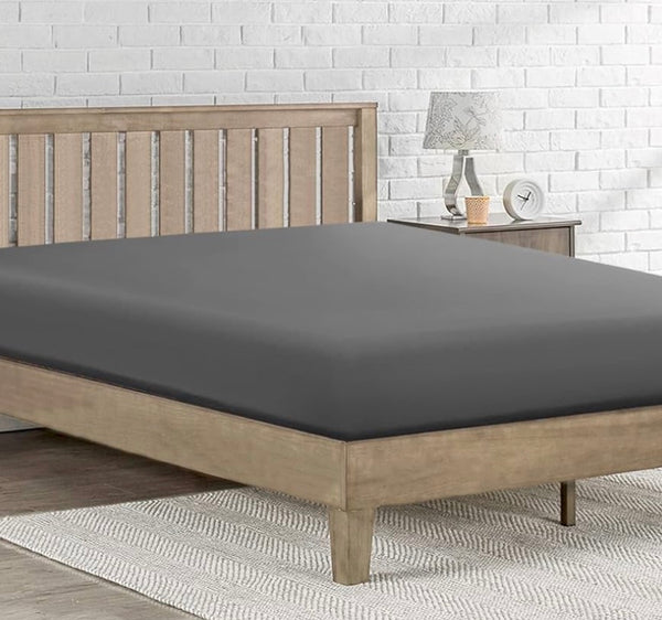 Drap-housse gris 140×190 cm +25 cm – 57 fils – 100 % coton