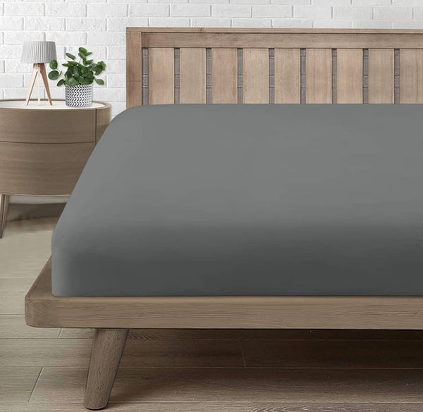 Drap-housse gris 140×190 cm +25 cm – 57 fils – 100 % coton