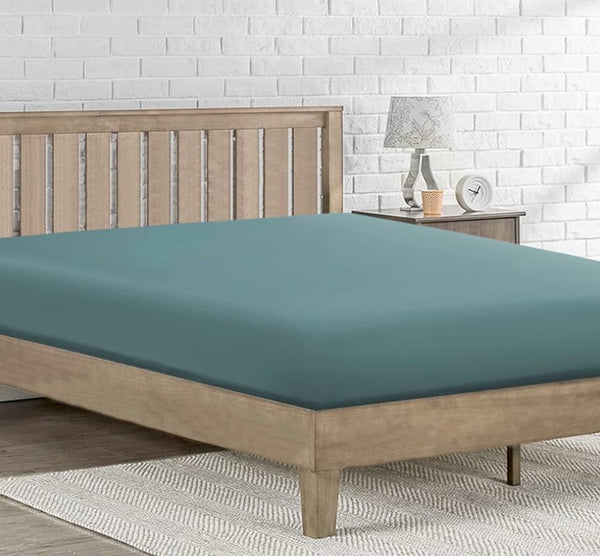 Drap-housse vert 140×190 cm +25 cm – 57 fils – 100 % coton
