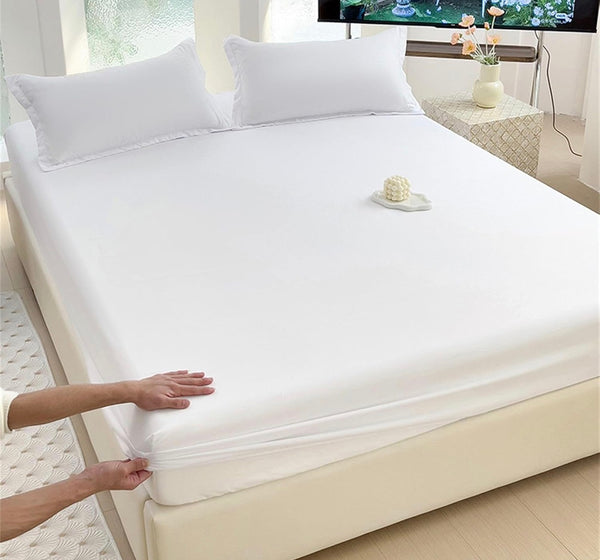 Drap-housse blanc 180×200 x 25 cm – 57 fils – 100 % coton