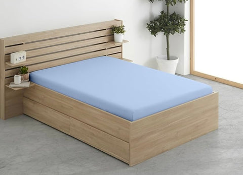 Drap-housse bleu ciel 180×200 cm +25 cm – 57 fils – 100 % coton