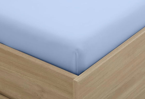 Drap-housse bleu ciel 180×200 cm +25 cm – 57 fils – 100 % coton