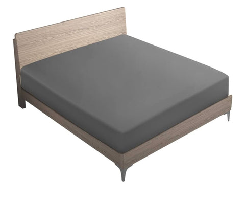 Drap-housse gris 140×190 cm +25 cm – 57 fils – 100 % coton