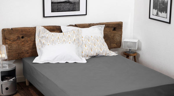 Drap-housse Décor de Maison 140×190 cm – Gris foncé – 57 fils – 100 % coton