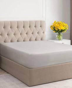 Drap-housse gris clair KRONBORG Jersey Gold 90×200×40 cm – 100 % coton
