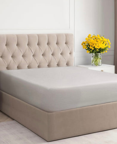 Drap-housse gris clair KRONBORG Jersey Gold 90×200×40 cm – 100 % coton