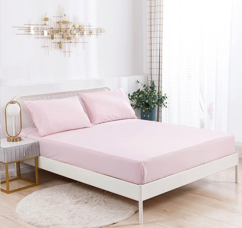 Drap-housse rose pâle 140×190 cm +25 cm – 57 fils – 100 % coton