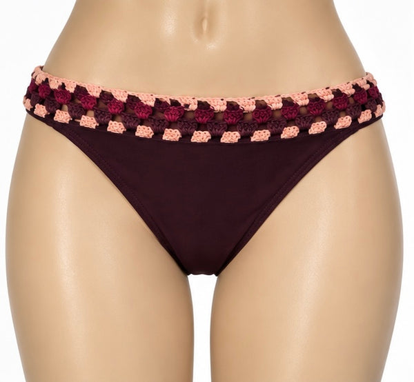 Bas maillot bain bordeaux bordure texturée rosée bordeaux Ardène swim