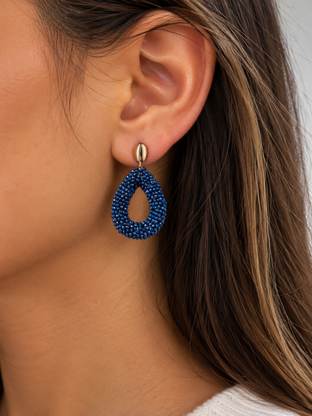 Boucles d’oreilles Go Dutch Label design perles tombantes bleue