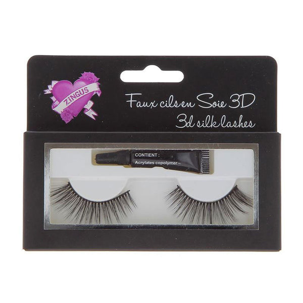 Faux cils en soie 3D N°18 Zingus + colle noire 1,5 g