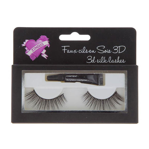 Faux cils en soie 3D N°18 Zingus + colle noire 1,5 g