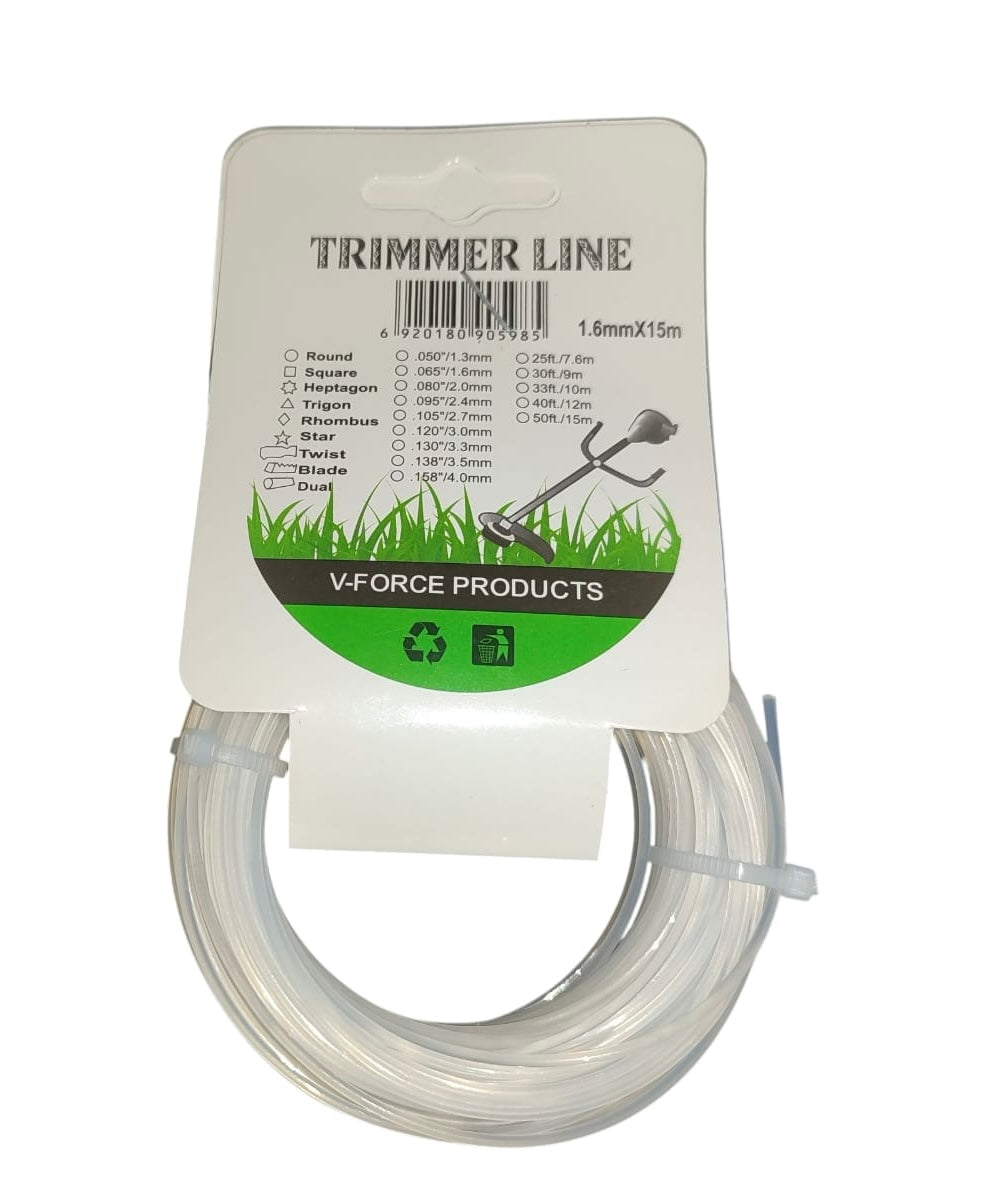 Fil de débroussailleuse nylon blanc 1.6mm × 15m