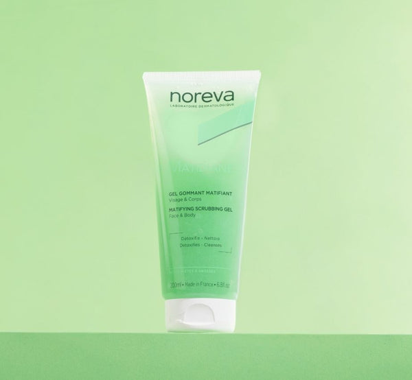 Gel gommant matifiant Norvea – Visage et corps – 200 ml – Peaux grasses & acnéiques