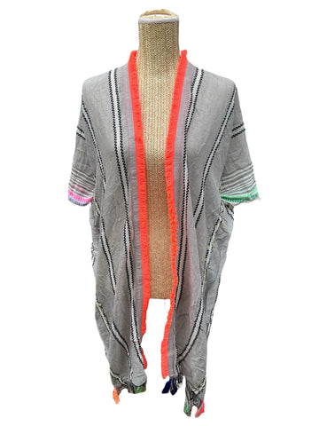 Gilet ouvert style poncho multicolore femme