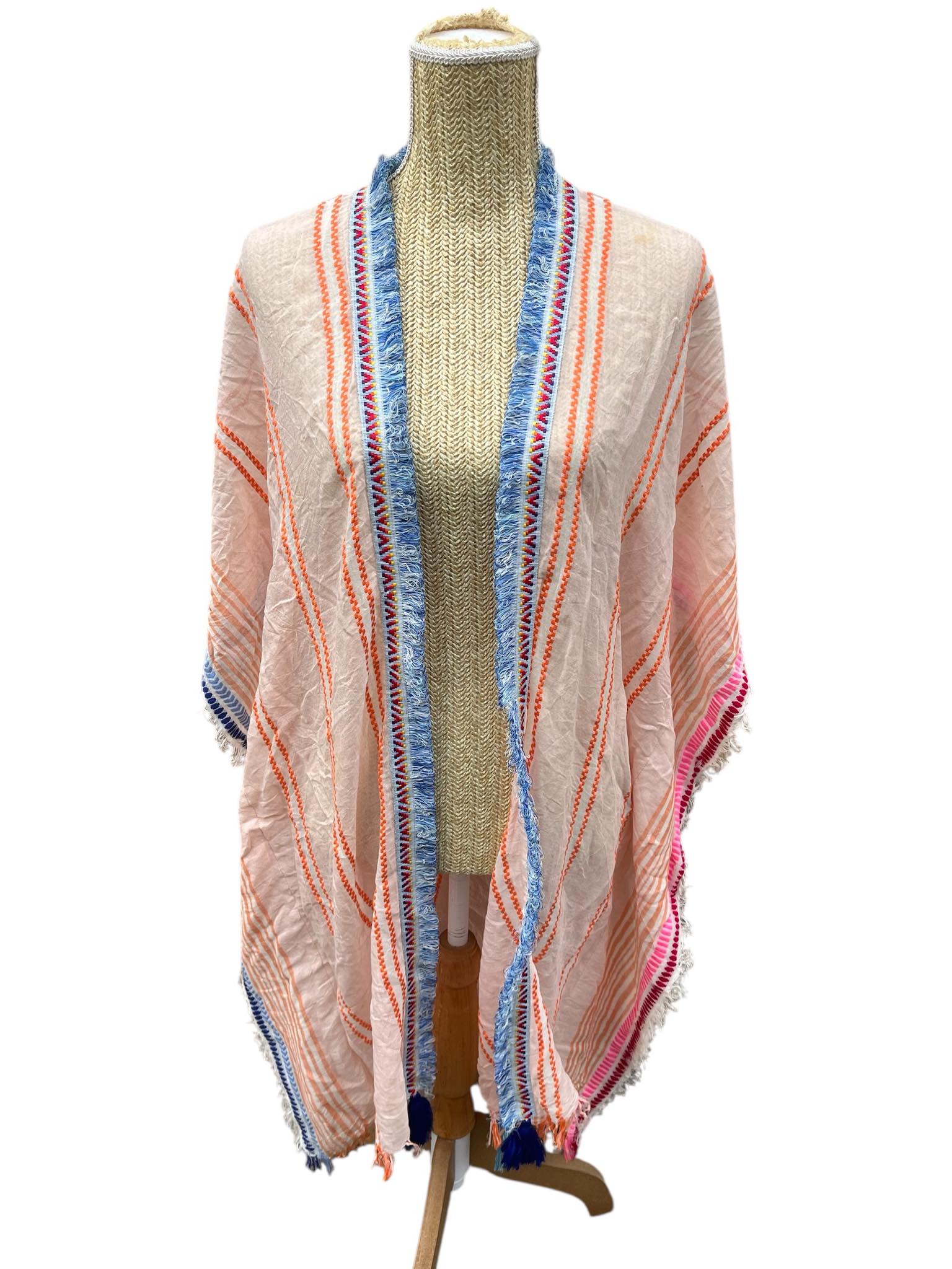 Gilet ouvert style poncho multicolore femme