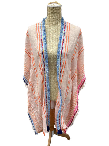 Gilet ouvert style poncho multicolore femme
