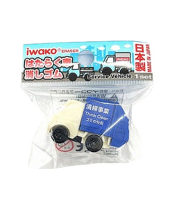 Gomme camion de poubelle bleu Iwako