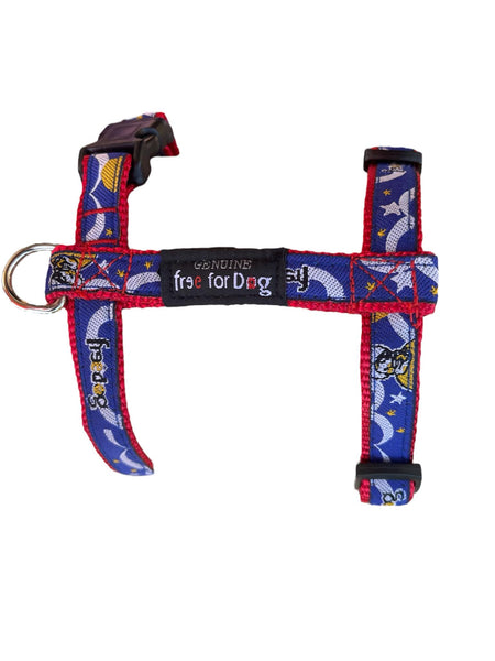 Harnais pour chien Freedog en nylon – Rouge et bleu – Taille ajustable 25 à 40 cm