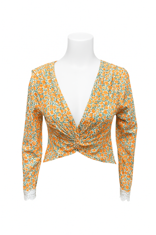 Haut manche longue nouée Season motif floral femme