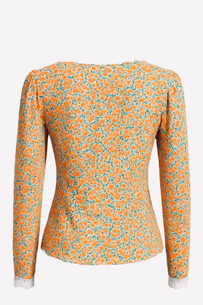 Haut manche longue nouée Season motif floral femme