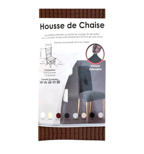 Housse de chaise en velours extensible Marron