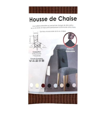 Housse de chaise en velours extensible Marron