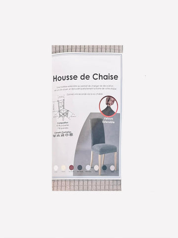 Housse de chaise en velours extensible gris clair