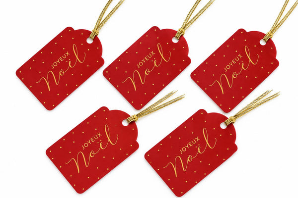 Marque-places Santex Noël rouge effet velours avec cordelette 16 cm X5
