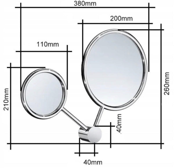 Miroirs cosmétiques Smedbo – 110 mm (4 3/8’’) & 200 mm (7 7/8’’) – x7 et x1